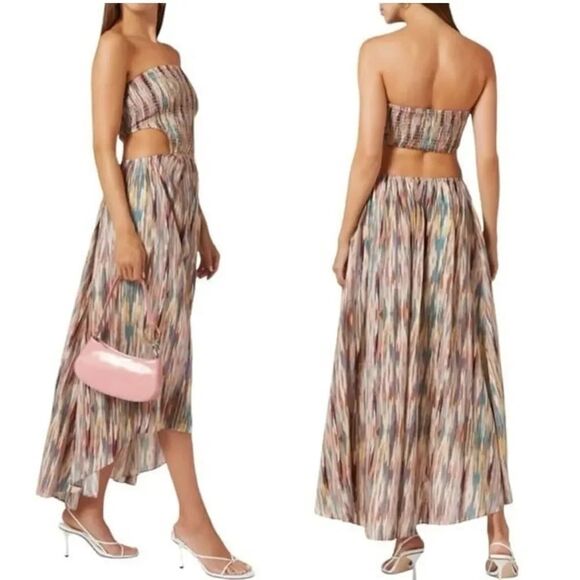 Misa Los Angeles Dresses & Skirts - MISA Myka Ikat Strapless Cutout Smocked Cotton Blend Dress $415